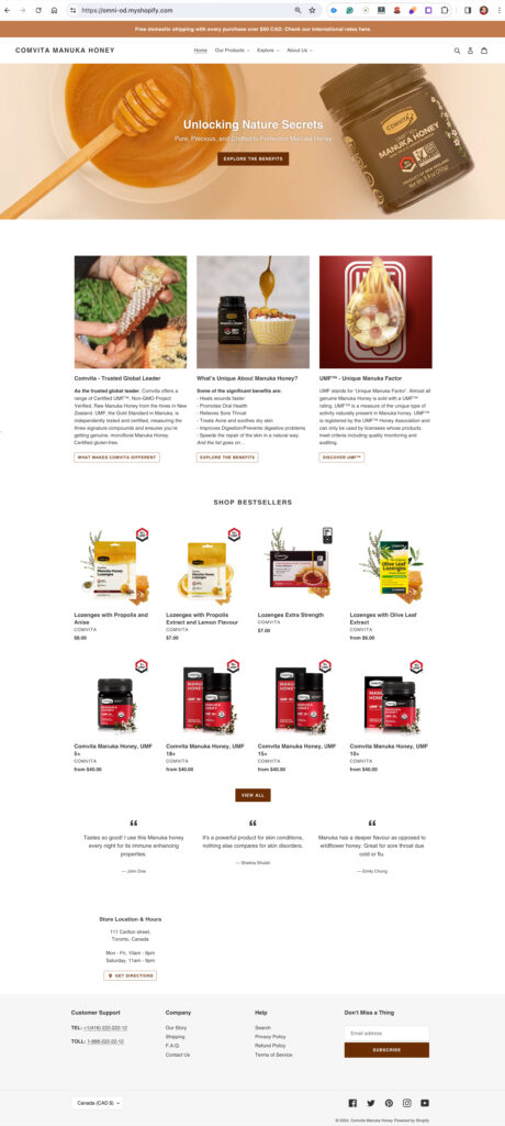 comvita product main page